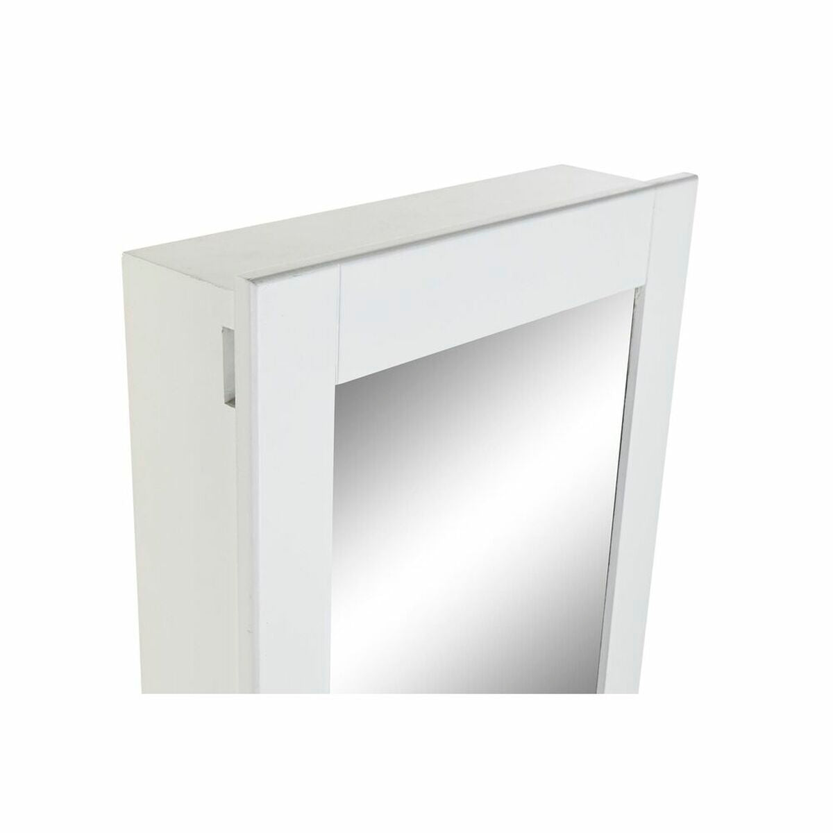 Porte-bijoux Miroir en Bois Blanc Naturel (35,7 x 35,8 x 154 cm)