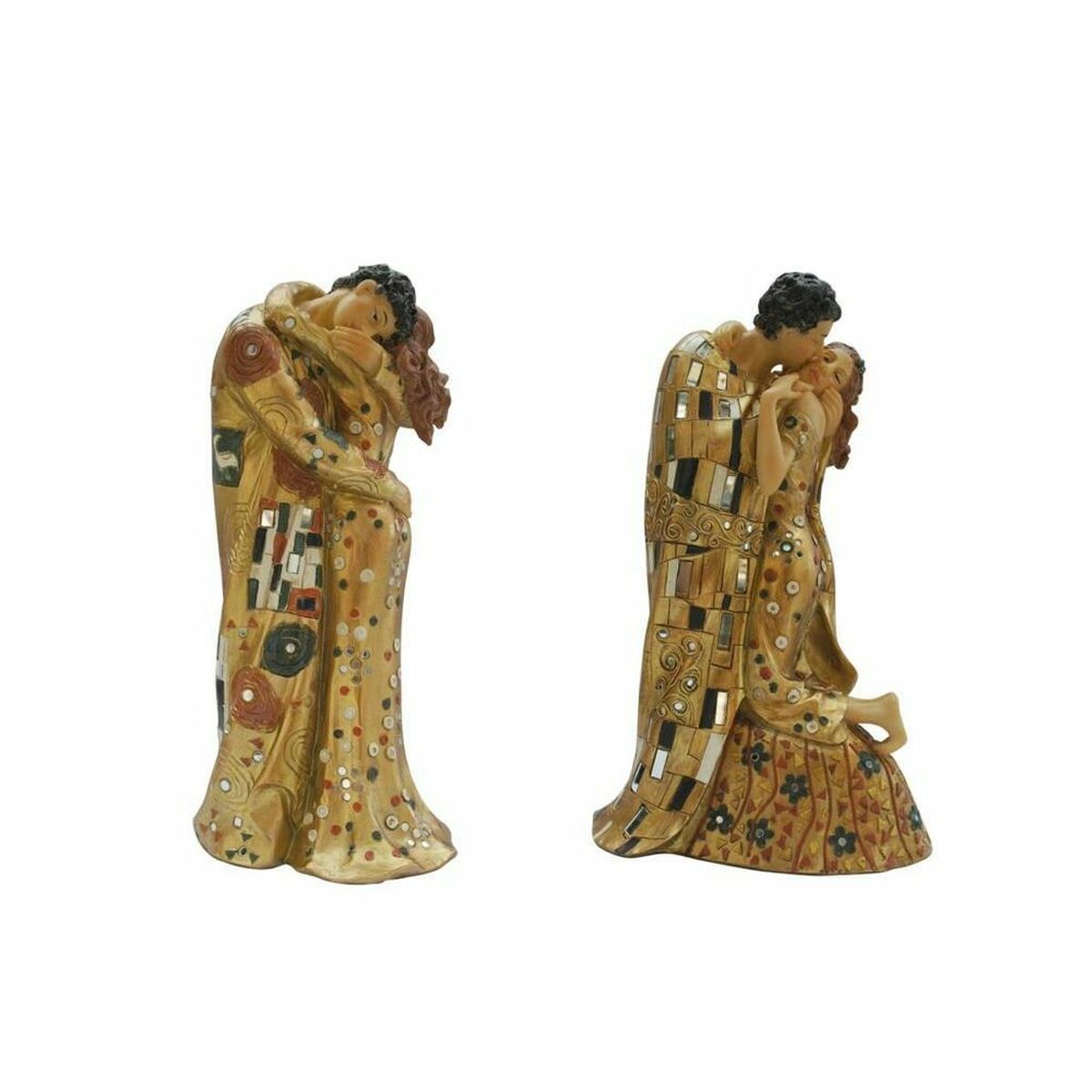 Figurines Décoratives Couple Traditionnel en Résine Jaune Home Decor (18 x 14 x 34,5 cm) (2 Unités)