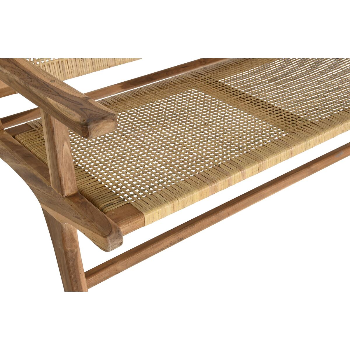 Bench DKD Home Decor Natural Teak Brown Aluminium Rattan (120 x 76 x 68 cm)