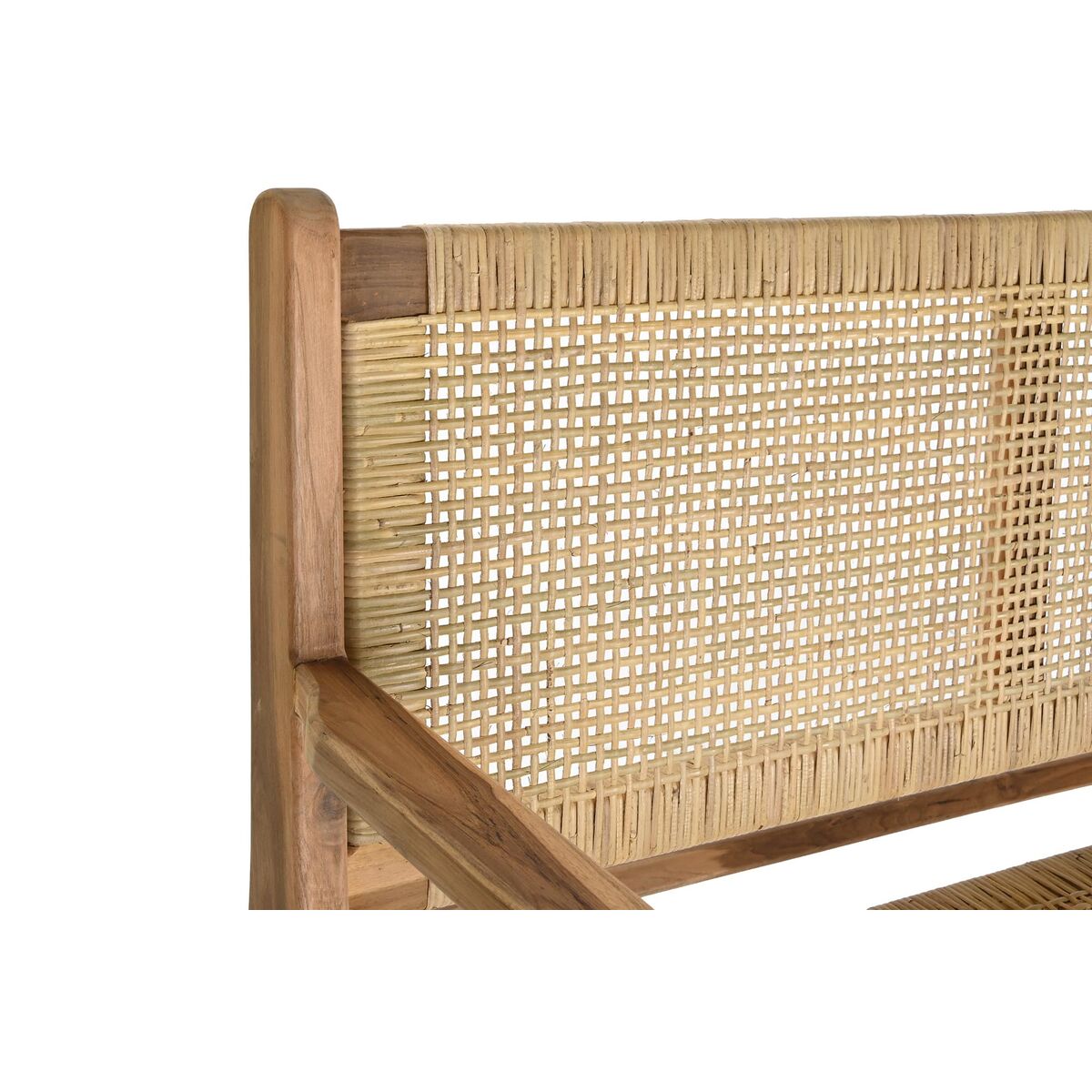 Bench DKD Home Decor Natural Teak Brown Aluminium Rattan (120 x 76 x 68 cm)