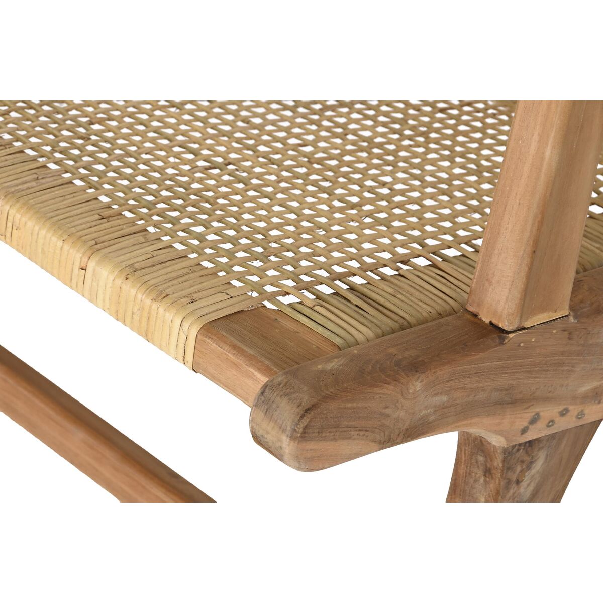 Bench DKD Home Decor Natural Teak Brown Aluminium Rattan (120 x 76 x 68 cm)