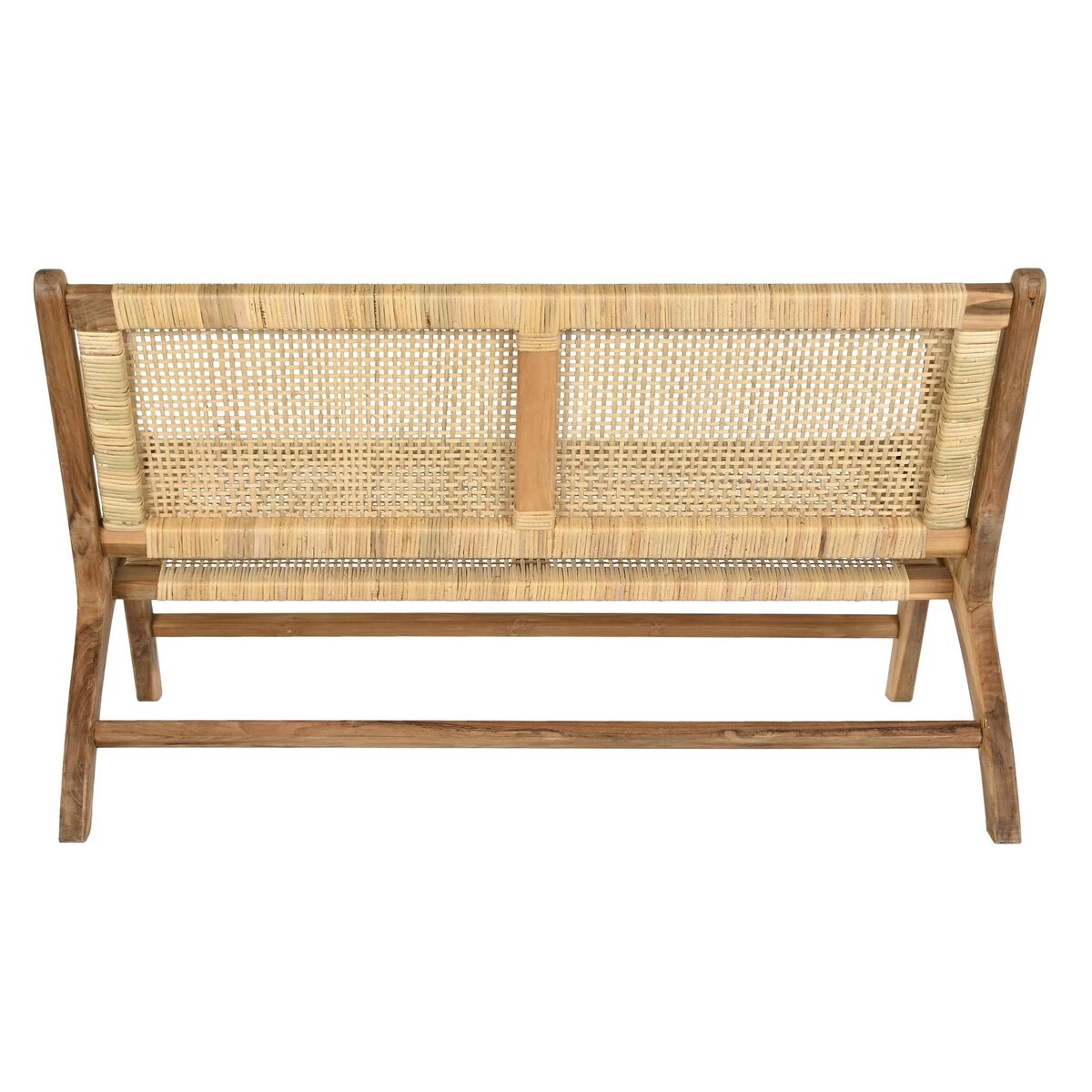 Bench DKD Home Decor Natural Teak Brown Aluminium Rattan (120 x 76 x 68 cm)