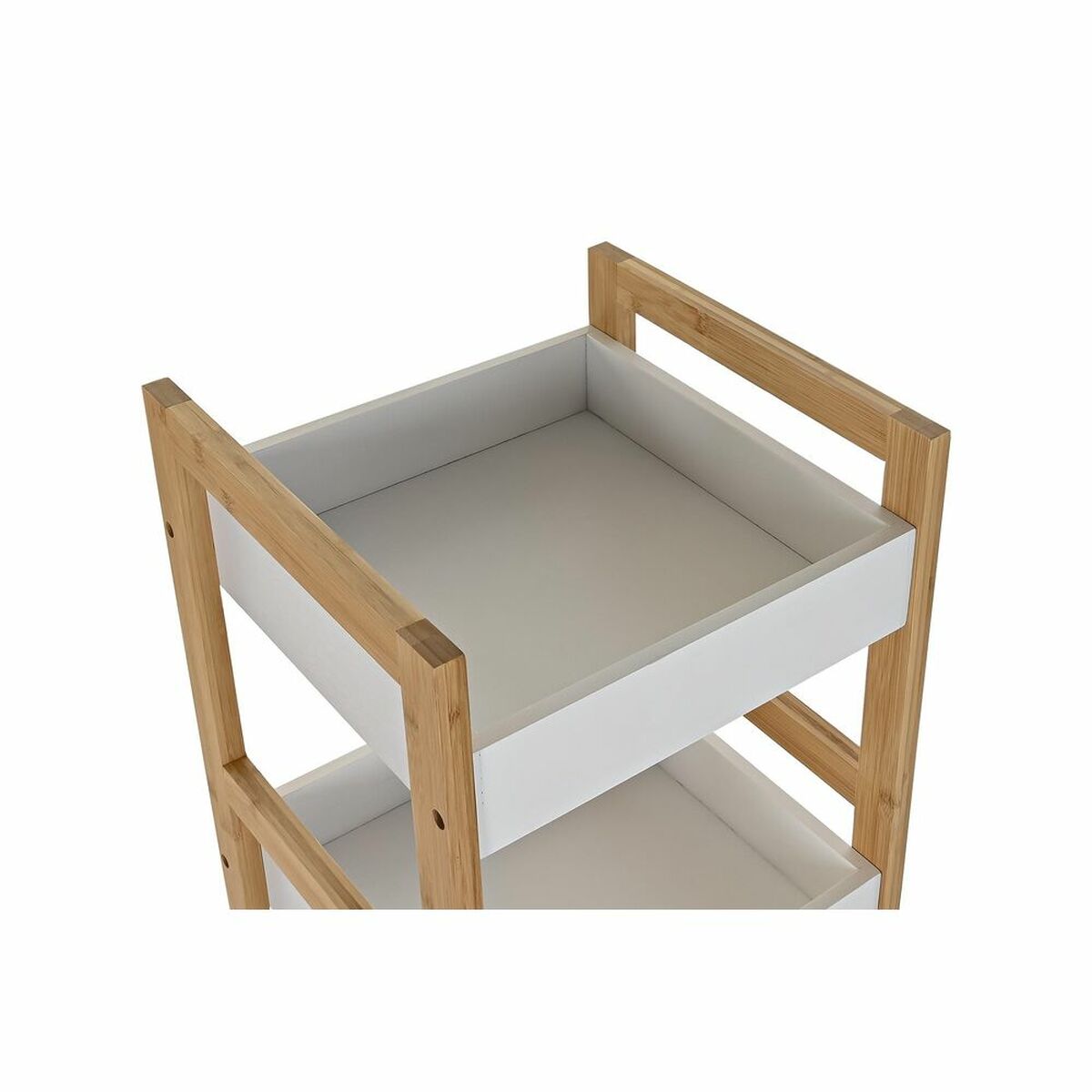 Etagère de salle de bain Blanc et Bois de Bambou (30 x 29 x 80 cm)