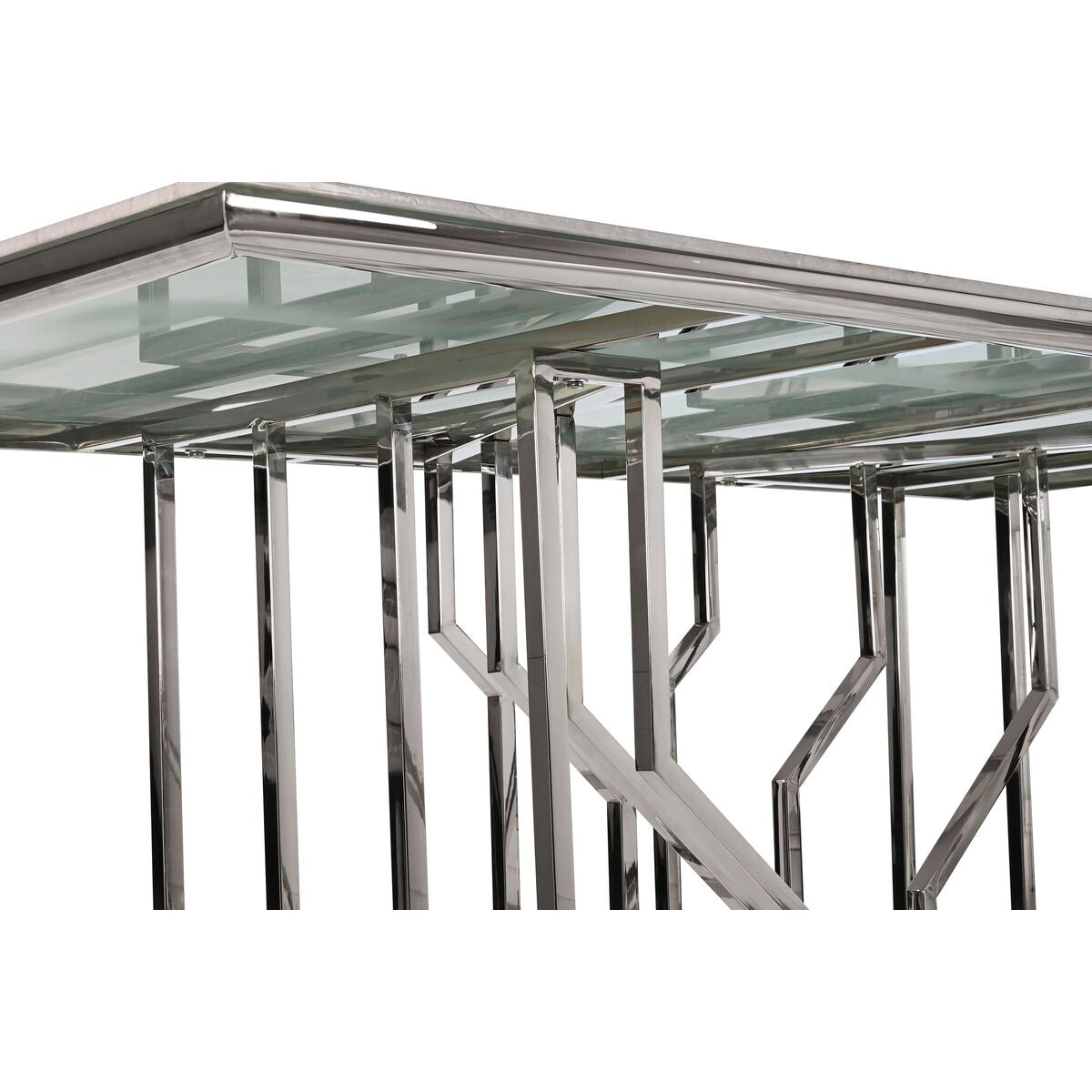 Mesa de Comedor DELICAE By Home Decor Silver Glass Steel (180 x 90 x 75 cm)