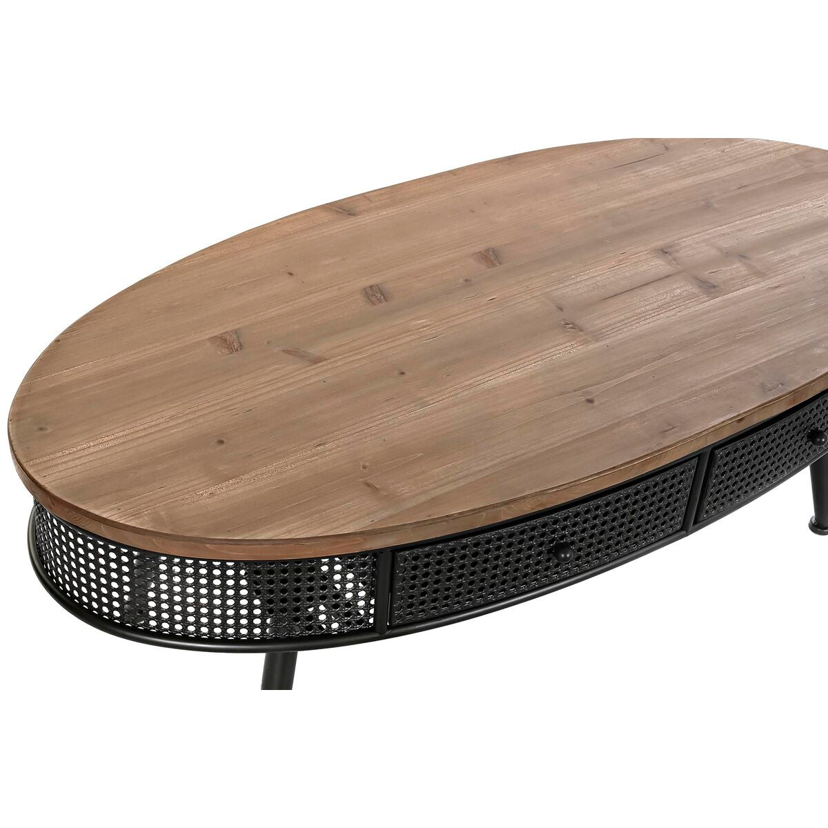 Table Basse Design Loft Home Decor Sapin Noir Métal Marron 120 x 58 x 42 cm