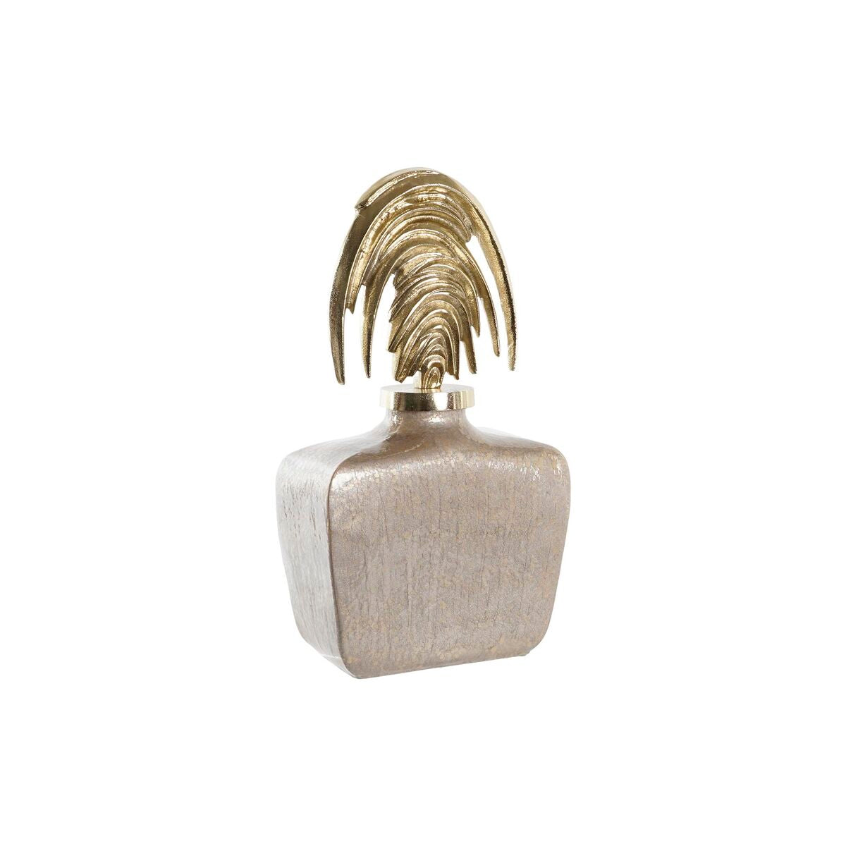 Florero DKD Home Decor Vidrio Beige Oro Aluminio (28 x 11 x 45 cm)