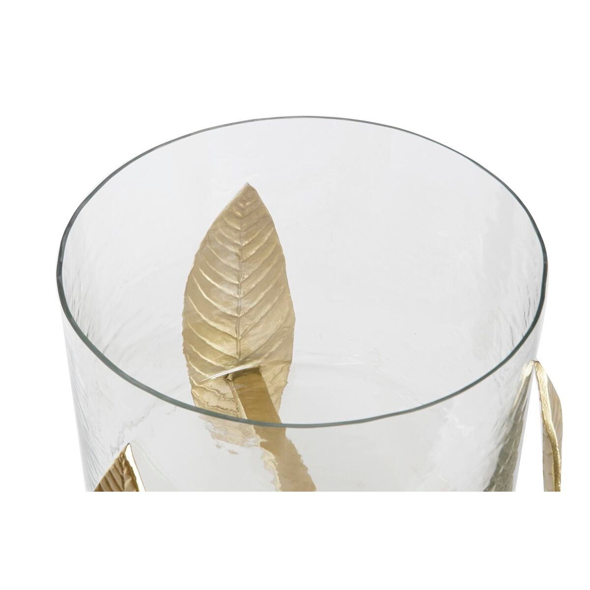 Bougeoir Design Feuilles Dorées Home Decor Verre Aluminium (26 x 26 x 27 cm)