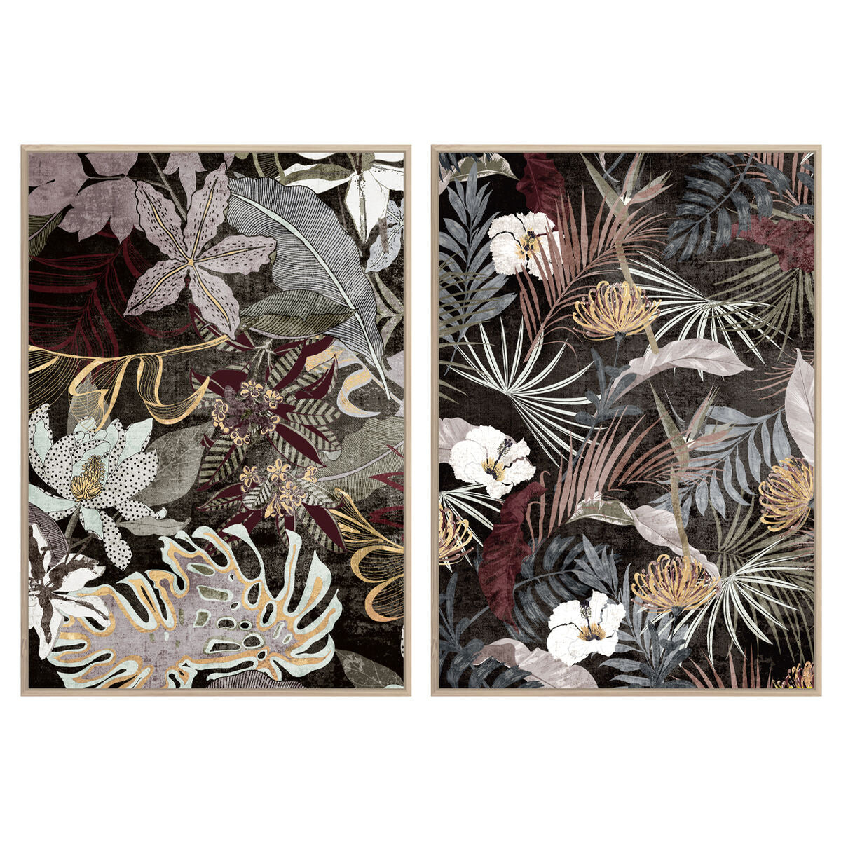 Lot de 2 Cadres Muraux Feuilles Tropicales Home Decor (83 x 4,5 x 123 cm) (2 Unités)