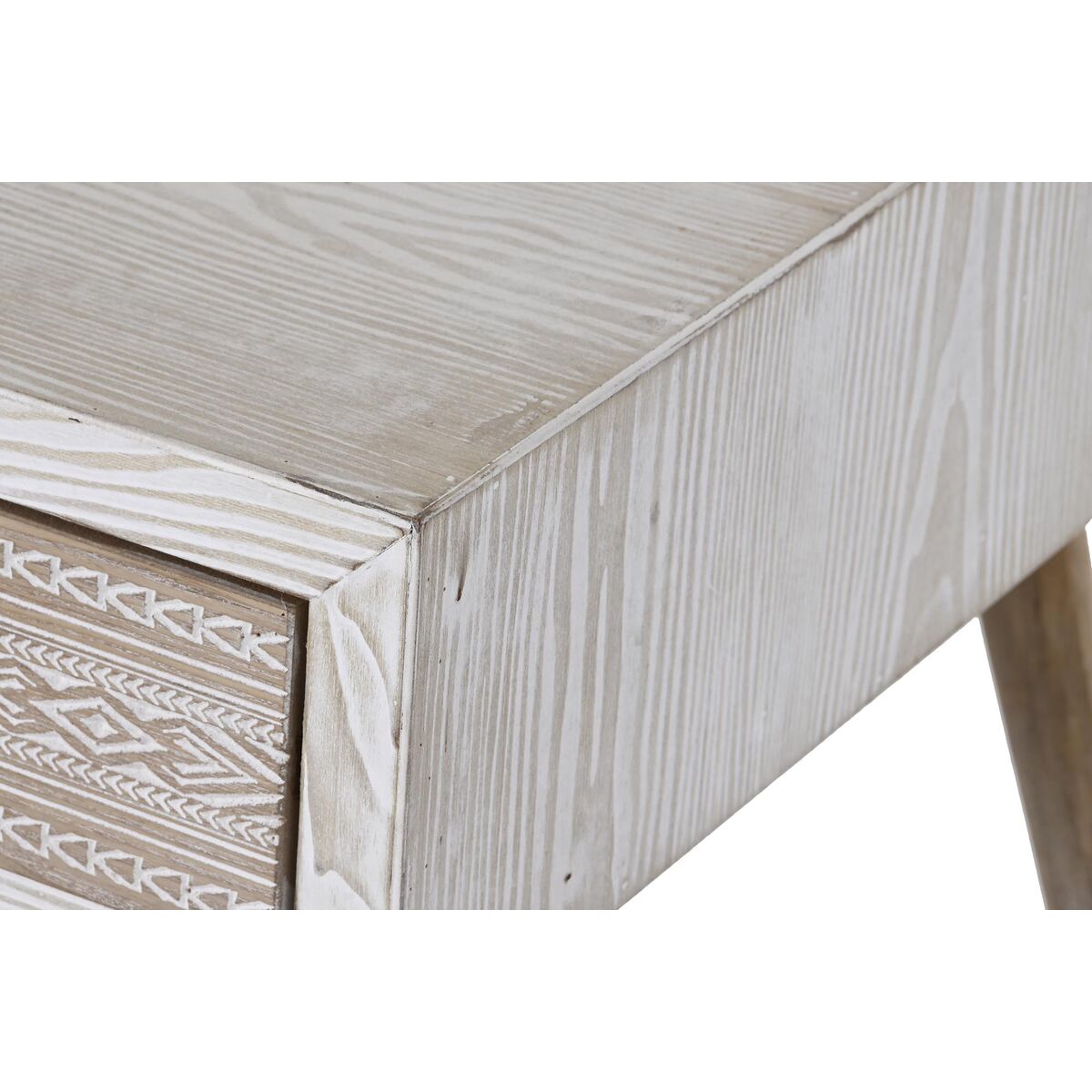 Table Basse Bohème Bois et Coton Blanc