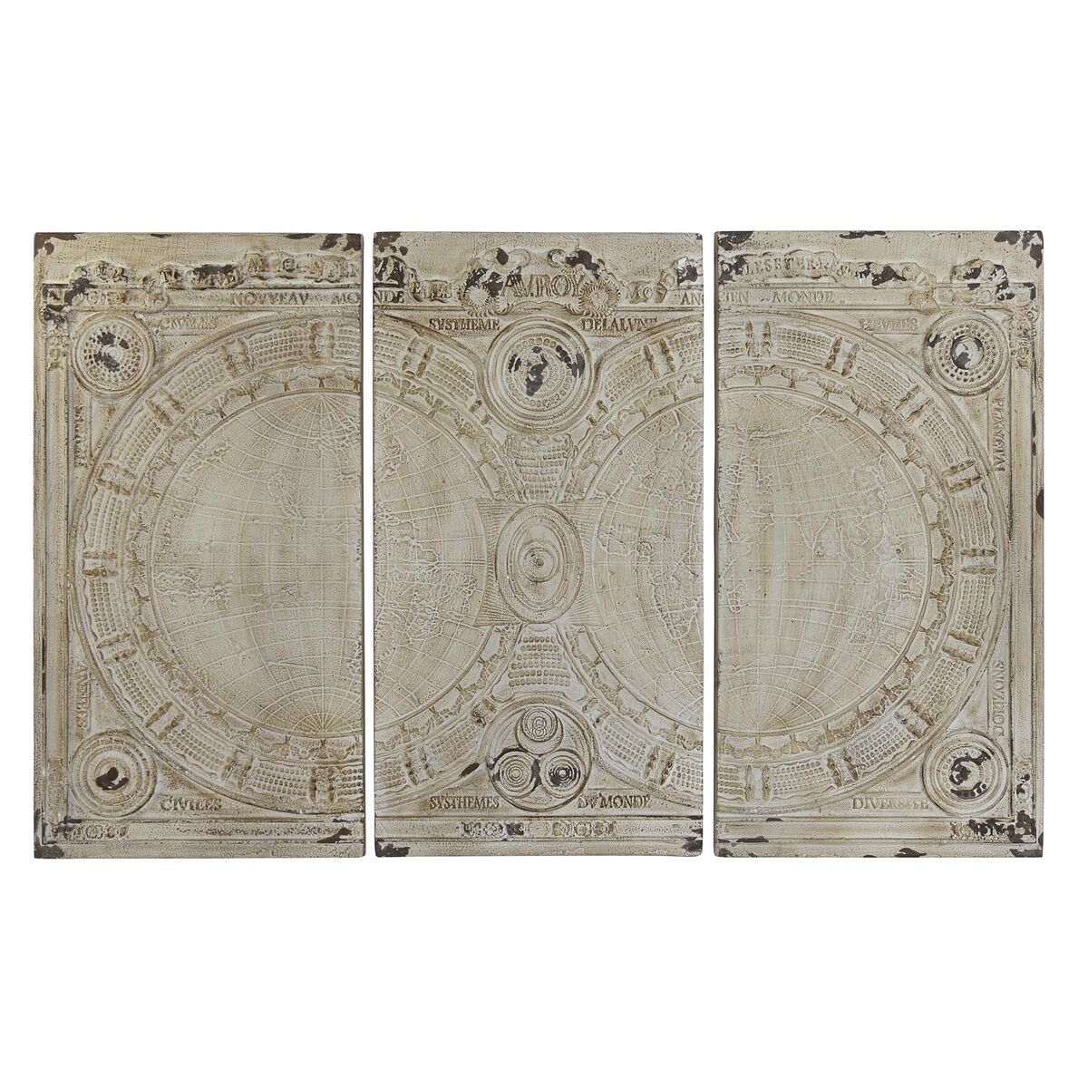 Jeu de 3 Cadres Muraux Néoclassiques en Résine Beige (178 x 4 x 112 cm) (3 Pièces)