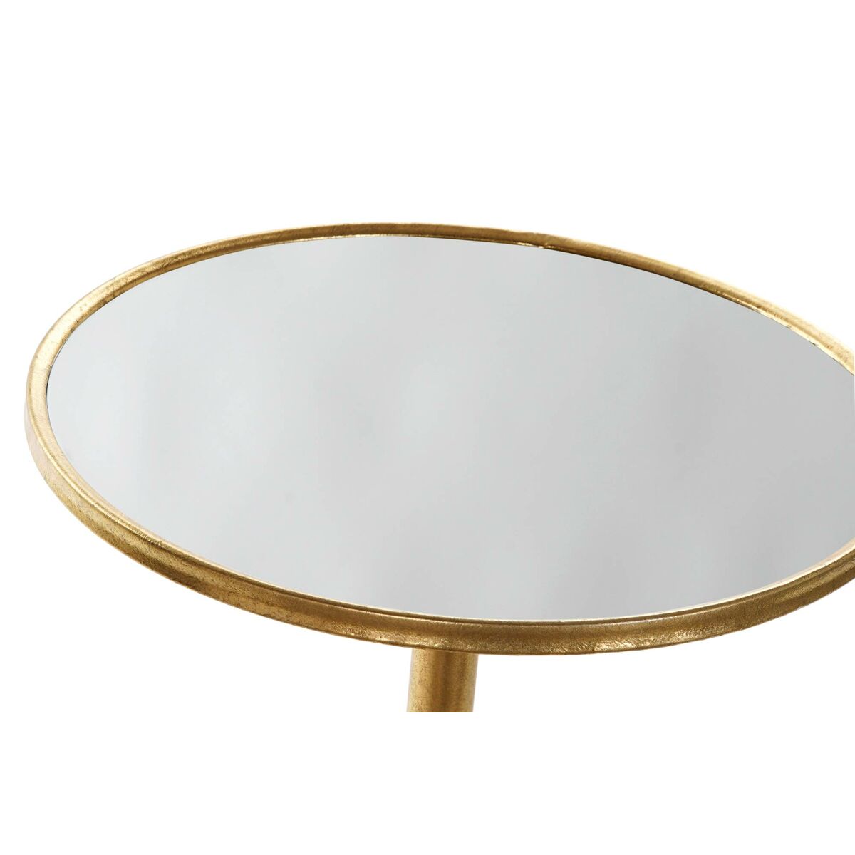 Side Table, Pedestal Table in Gold Metal and Mirror (40 x 40 x 72 cm)