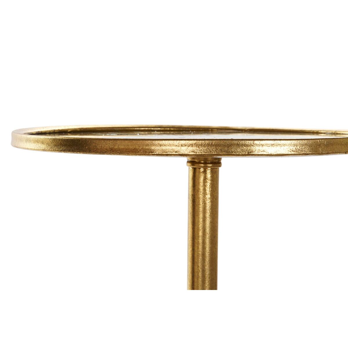 Side Table, Pedestal Table in Gold Metal and Mirror (40 x 40 x 72 cm)