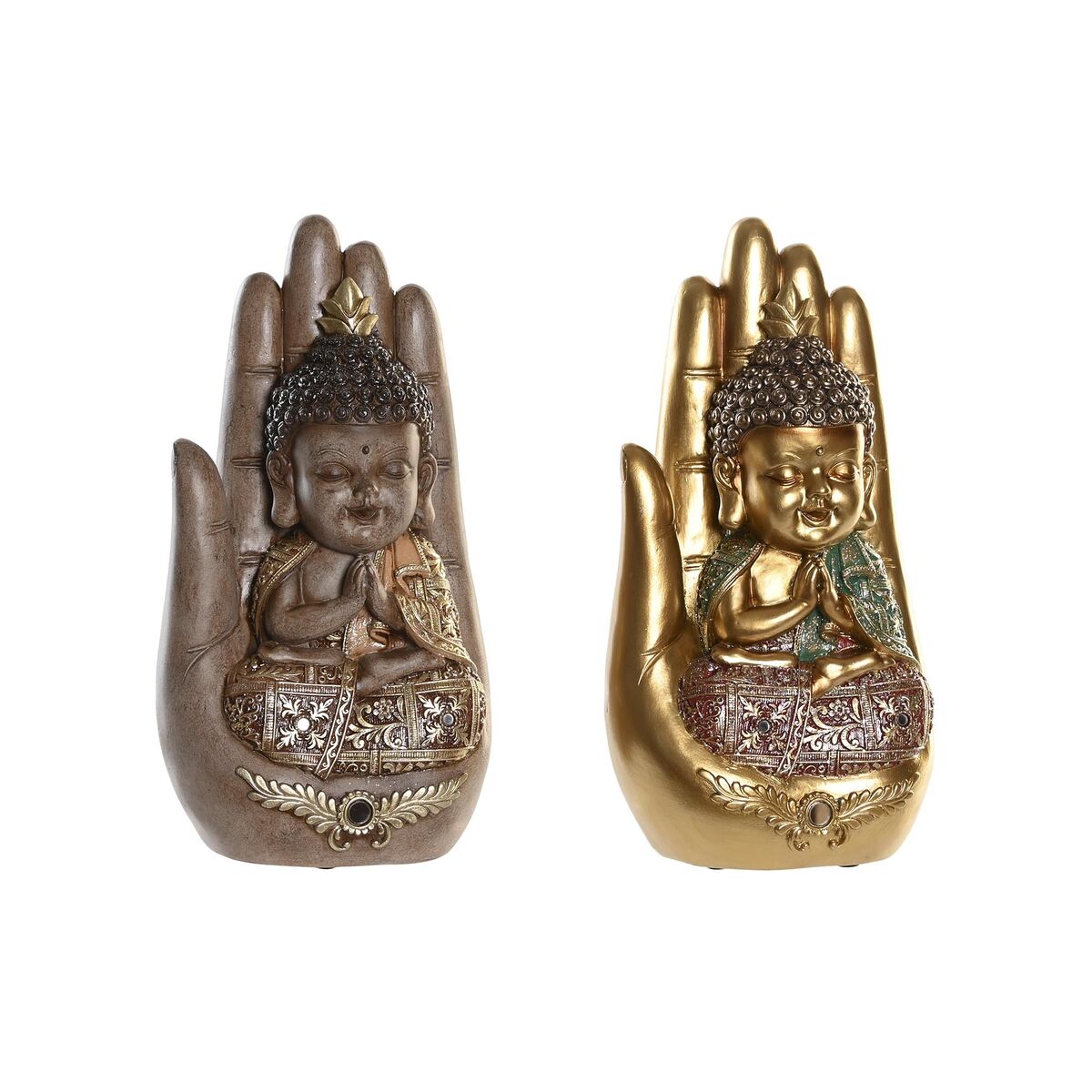 Mains Décoratives Bouddha en Résine Dorée et Beige (15,5 x 11 x 29 cm) (2 Unités)