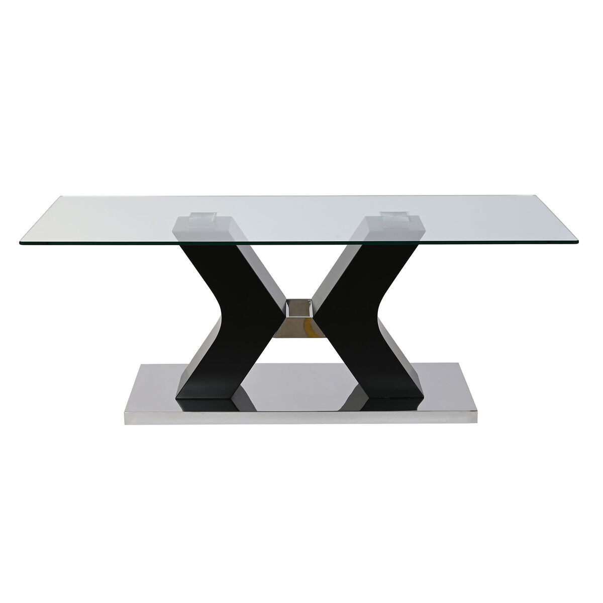 Table Basse Design en Bois Noir et Verre Trempé Home Decor (120 x 60 x 45 cm)