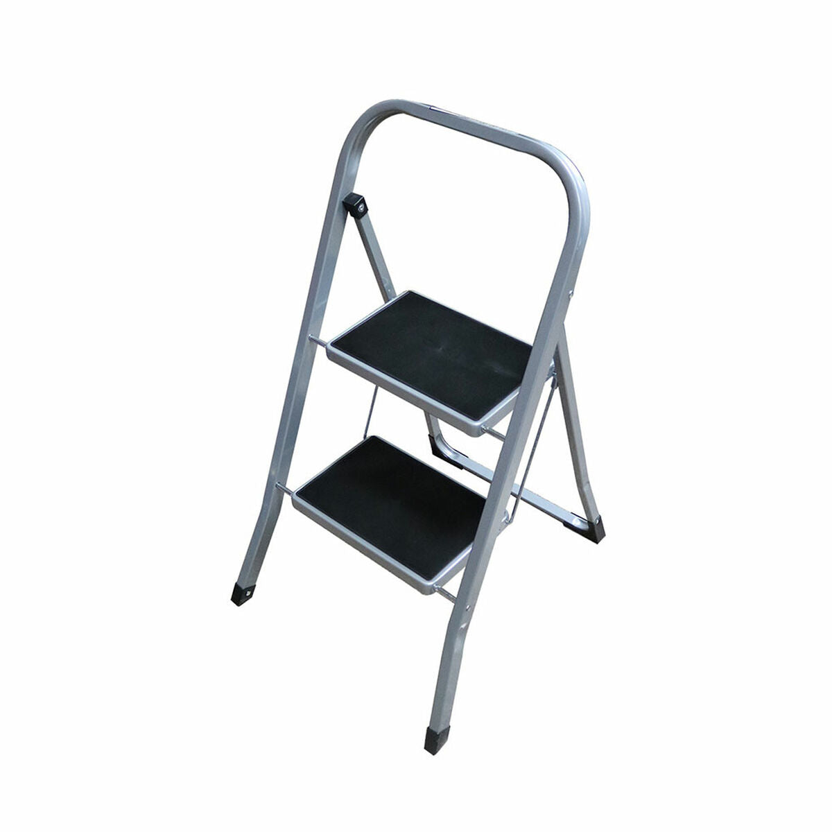 2-step folding ladder EDM Grey Steel (47 x 55 x 82 cm)