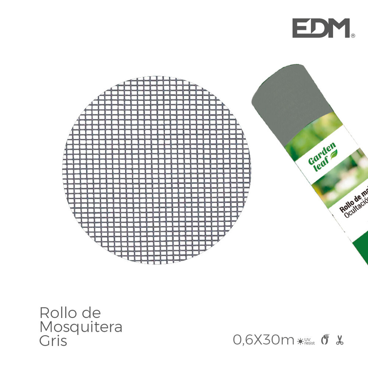 Mosquitera EDM Fibra de Vidrio Gris Rollo (0,6 x 30 m)