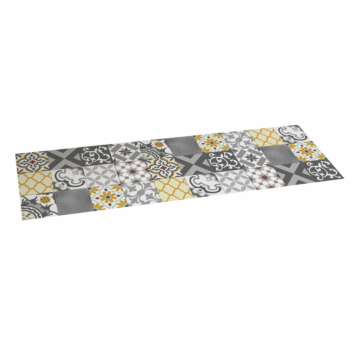 Stor Planet CROMA PATCH Alfombra Vinílica Gris y Mosaico 100% PVC (60 x 200 cm)