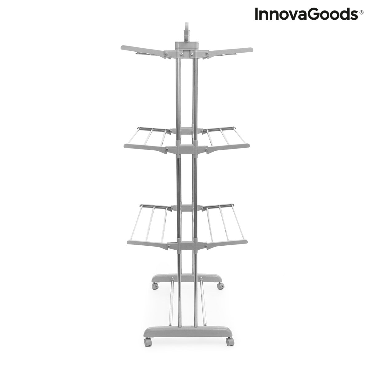 Folver InnovaGoods Perchero Vertical Plegable con Ruedas de 24 Barras InnovaGoods