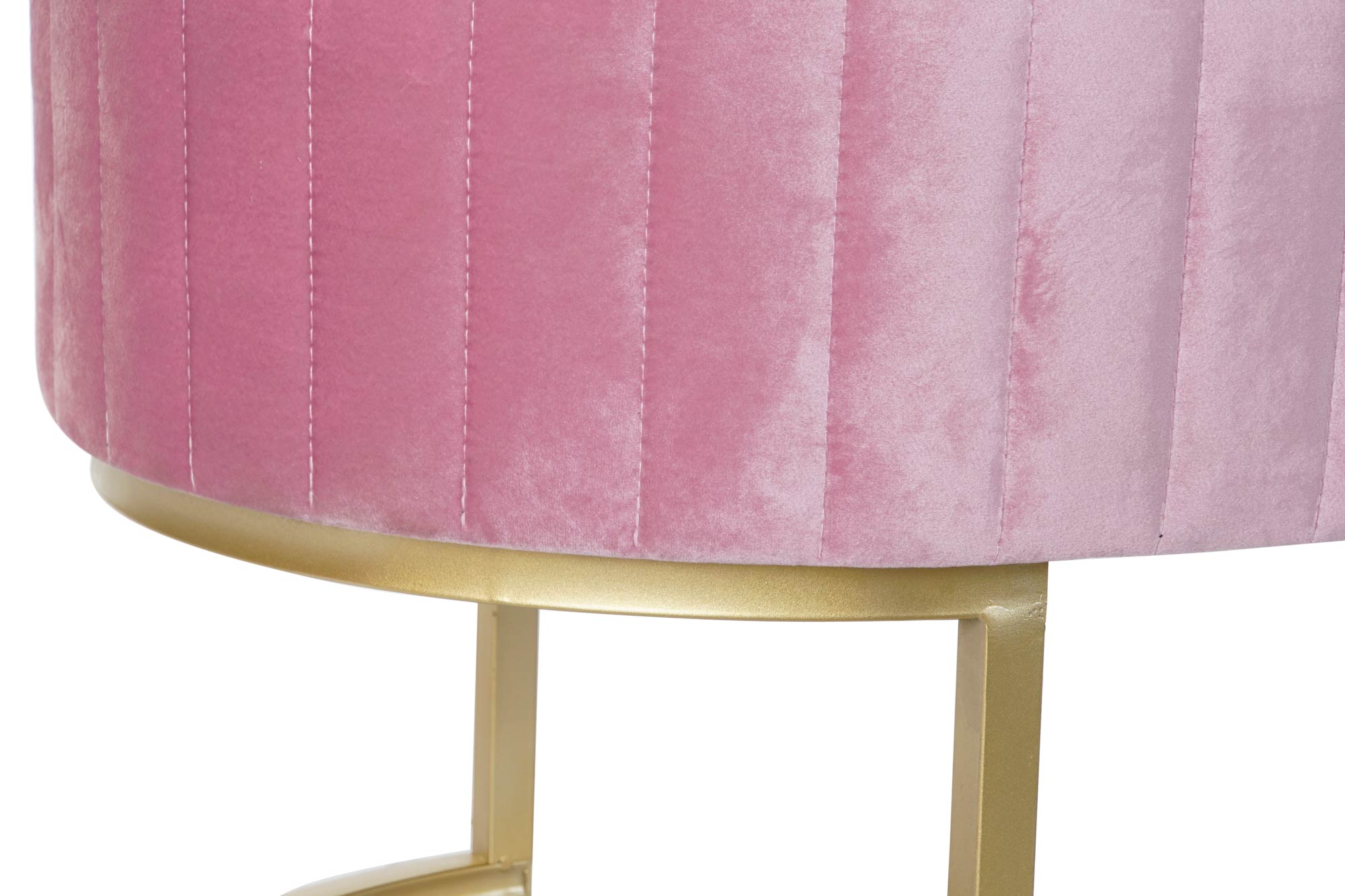 Banc de lit Design Contemporain Home Decor Velours Rose et Métal Doré (90 x 50 x 45 cm)