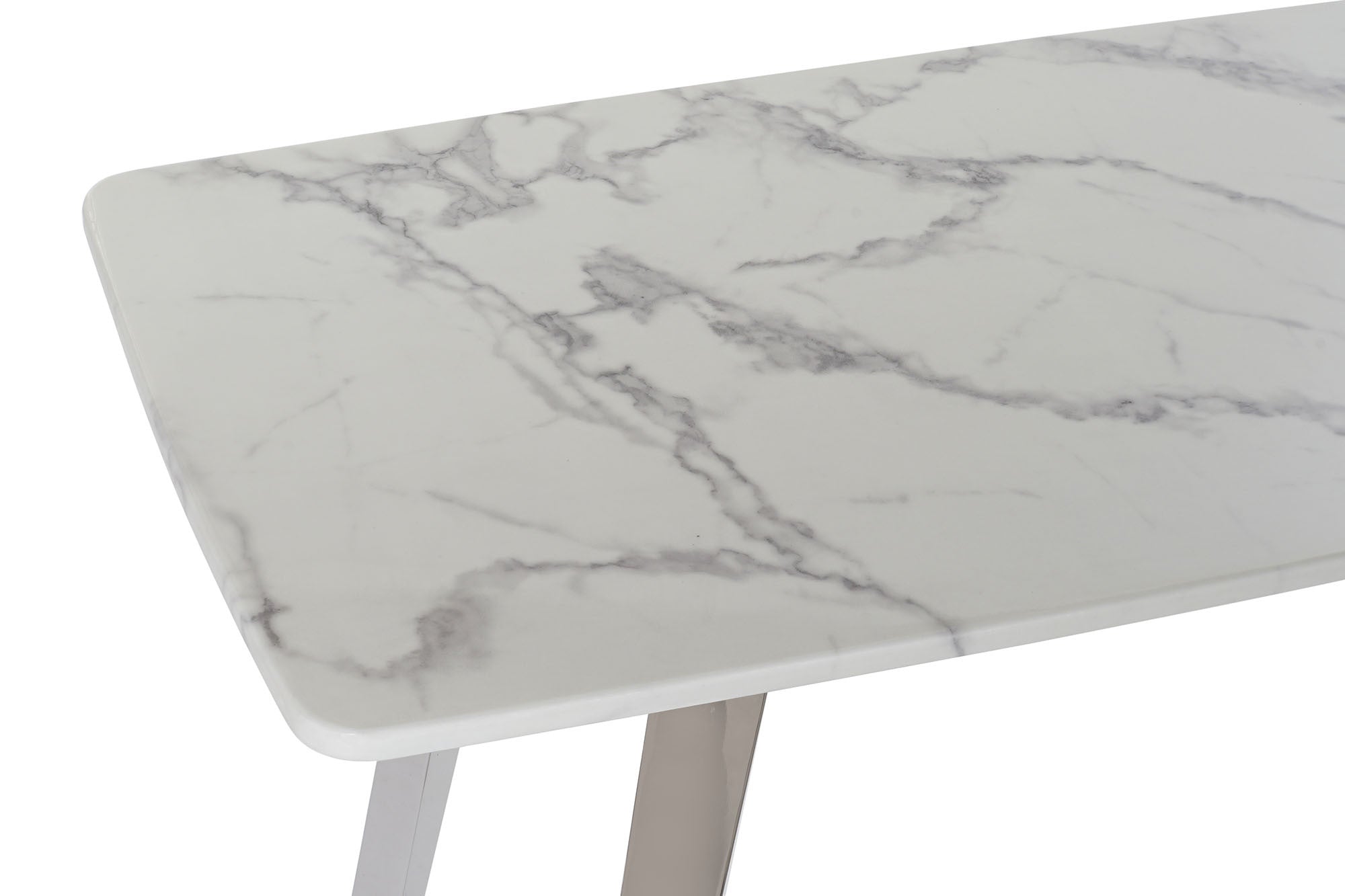 White and Silver Marble Console (150 x 45 x 80 cm)