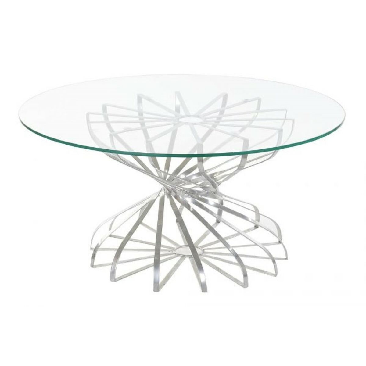 Table de Salle à Manger Spirale Home Decor Argenté Verre et Métal (81 x 81 x 38 cm)