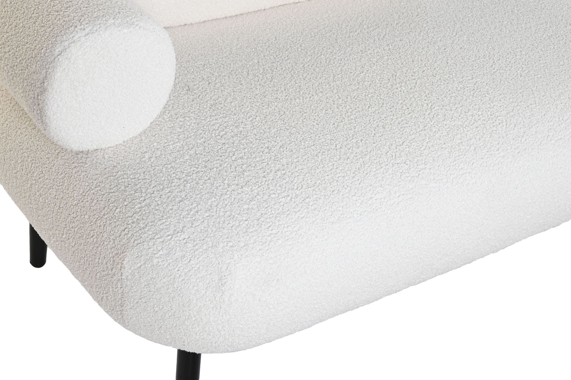 Sofá cama contemporáneo en tejido Bouclette blanco polar y metal negro