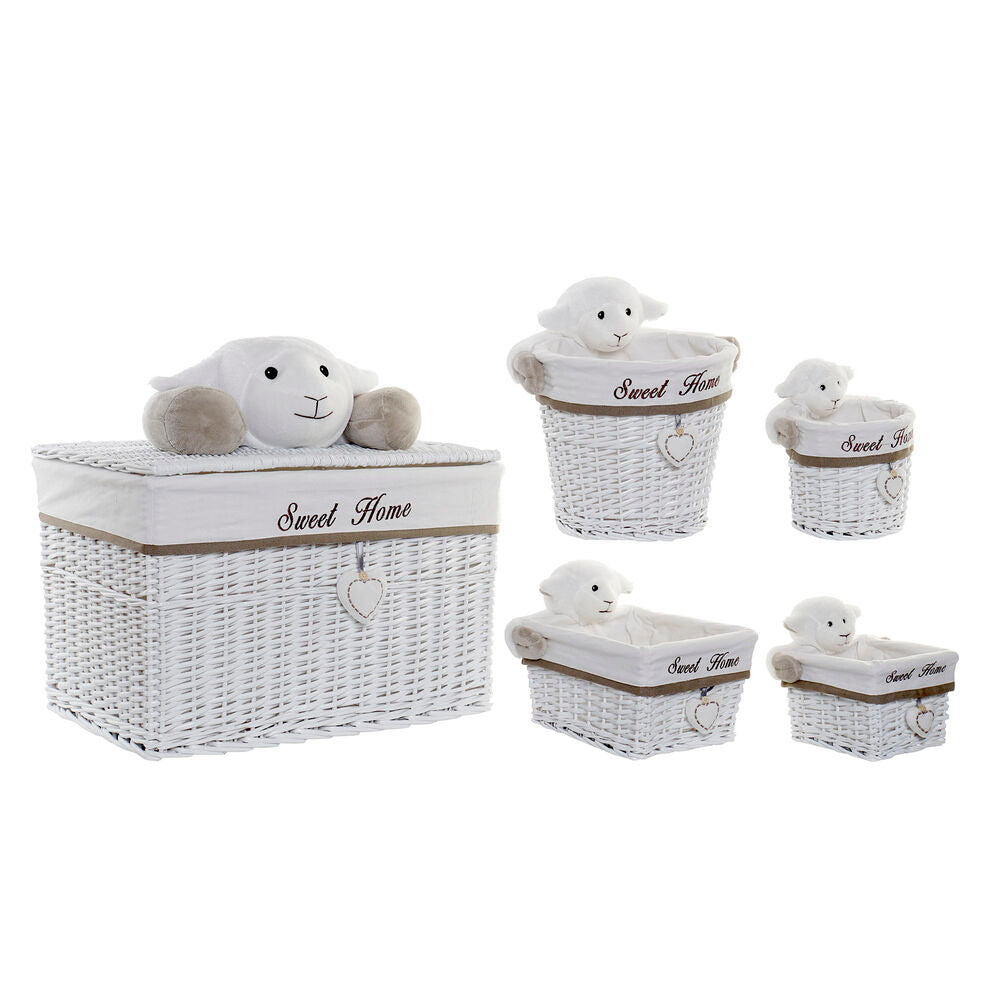 Basket set DKD Home Decor Polyester wicker Ship (5 pcs)