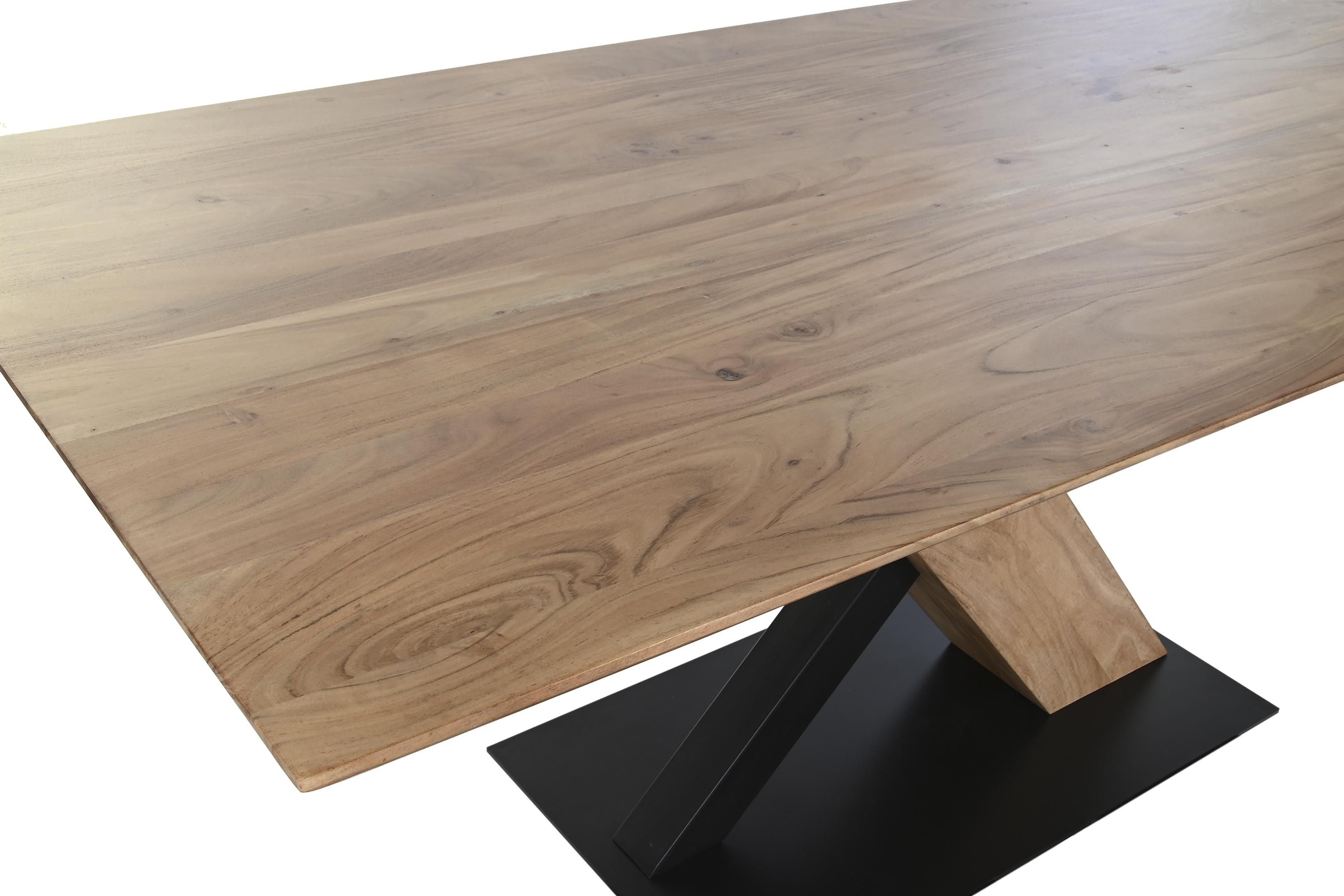 Mesa de comedor industrial rectangular de madera de acacia maciza