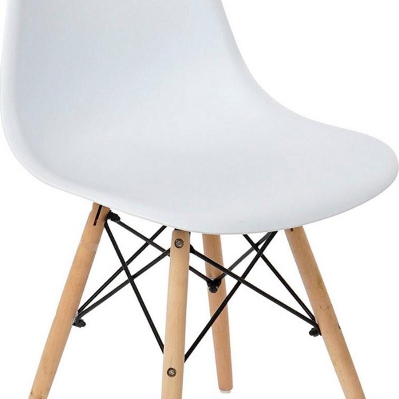 Blanco Polar. Silla contemporánea en blanco y madera