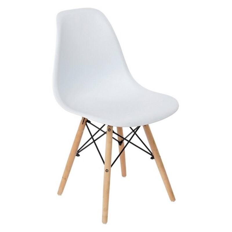 Blanco Polar. Silla contemporánea en blanco y madera