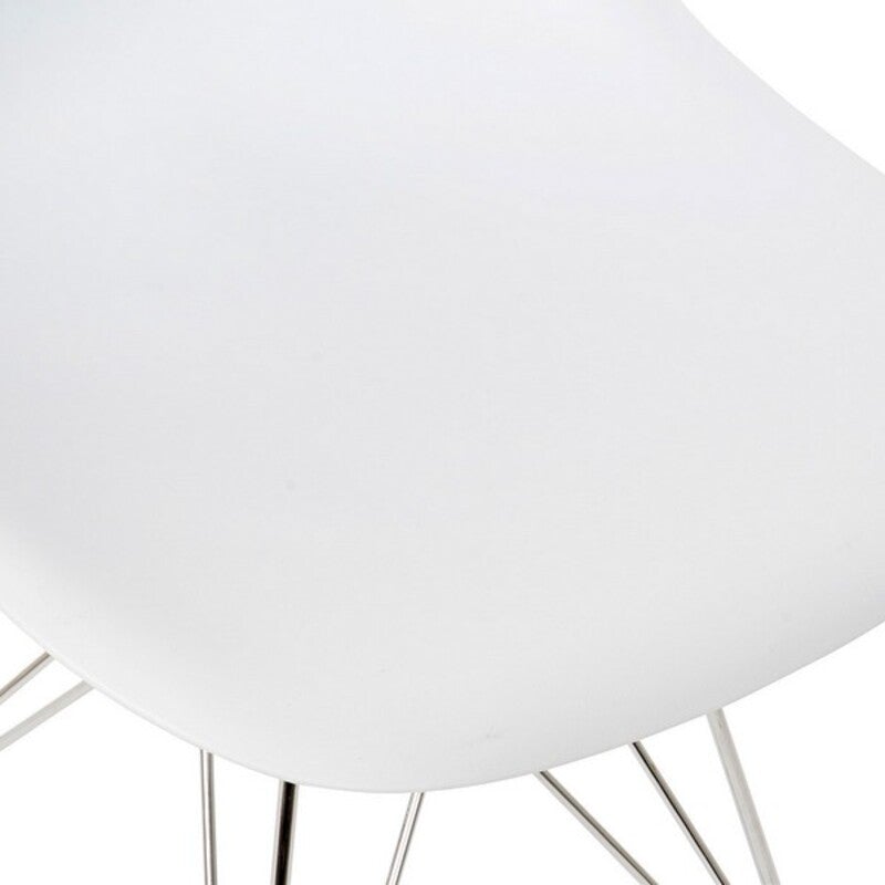 White and Metallic Contemporary Dining Chair