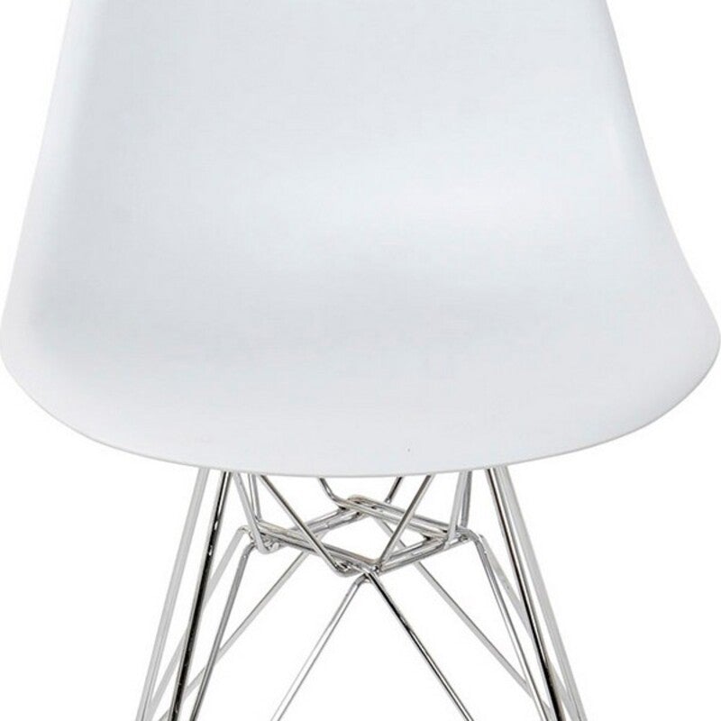 White and Metallic Contemporary Dining Chair