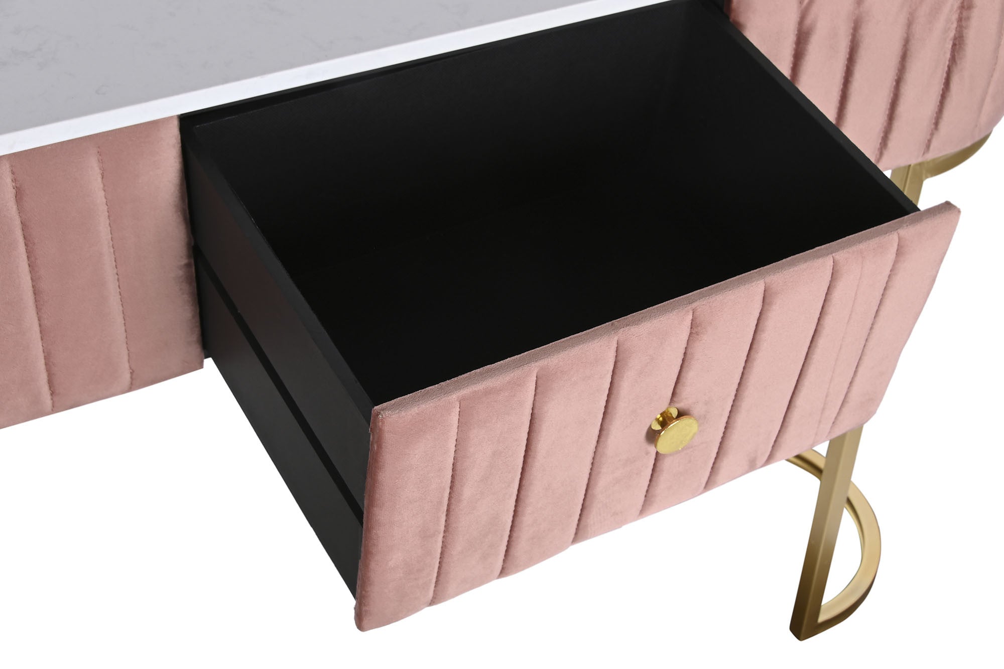 Contemporary Console Pink Velvet and White Marble Home Decor Gold (120 x 35 x 80 cm) 