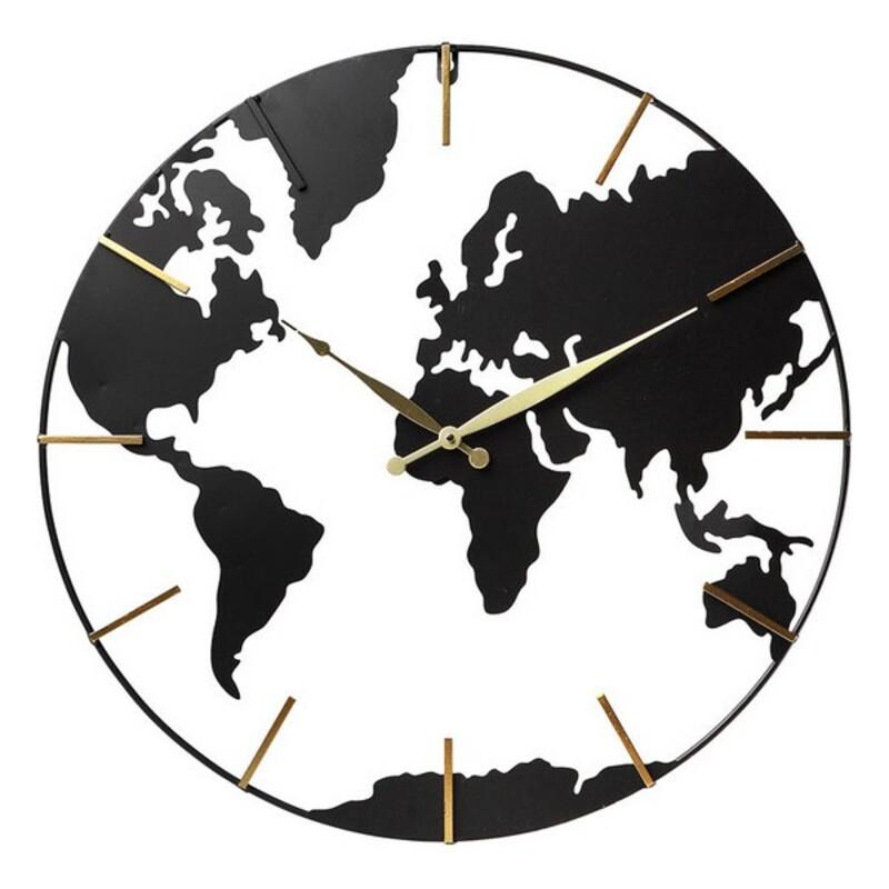 World Map Wall Clock in Wood and Metal - Time travel from your living room