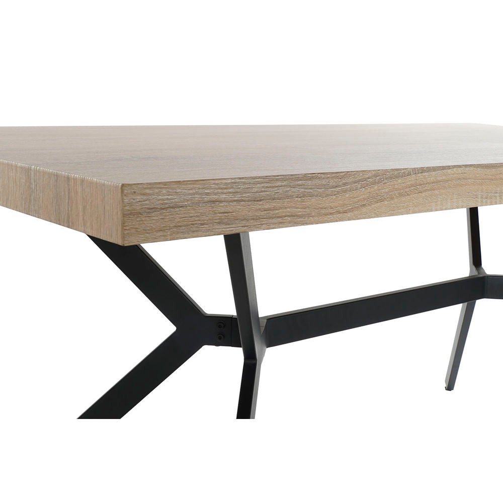 Mesa de comedor contemporánea de madera y metal negro